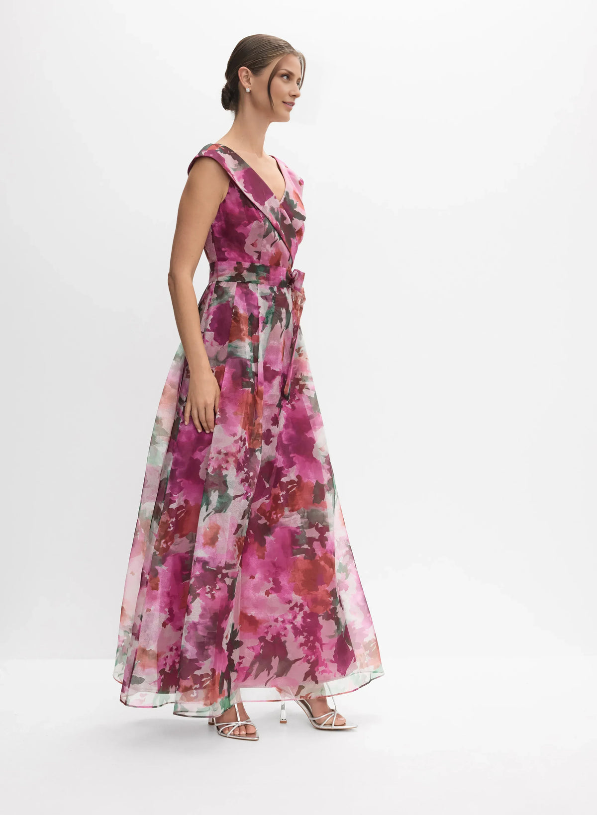 Refined Beautiful Timeless Elegant Pink Chiffon A-Line V-Neck Sleeveless Floor-Length Prom Dress
