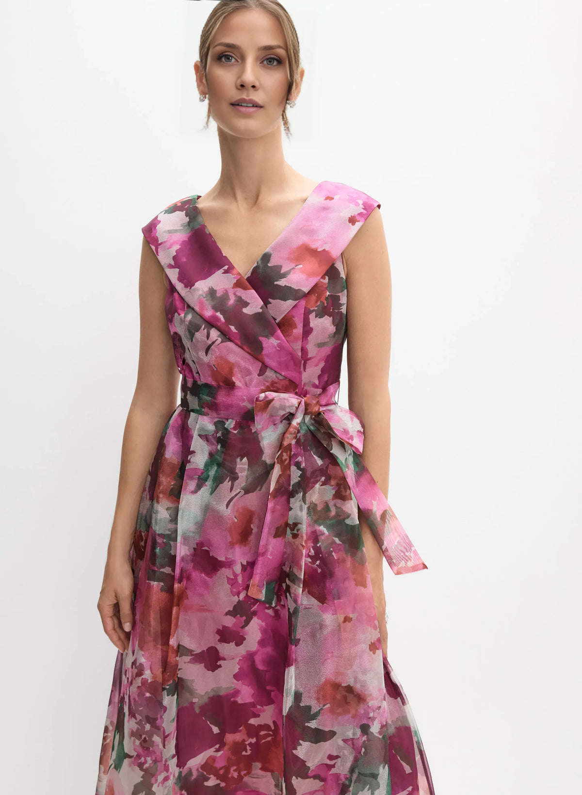 Refined Beautiful Timeless Elegant Pink Chiffon A-Line V-Neck Sleeveless Floor-Length Prom Dress