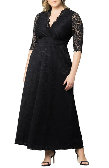 Elegant Black Lace A-Line V-Neck Short Sleeve Short Mother of the Bride Dress
