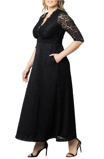 Elegant Black Lace A-Line V-Neck Short Sleeve Short Mother of the Bride Dress