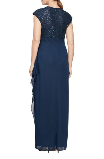 Special Occasion Elegant Dusty Blue Sequin A-Line Floor-Length Mother of the Bride Dress
