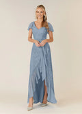 Stylish Elegant Dusty Blue Chiffon A-Line Asymmetric Mother of the Bride Dress