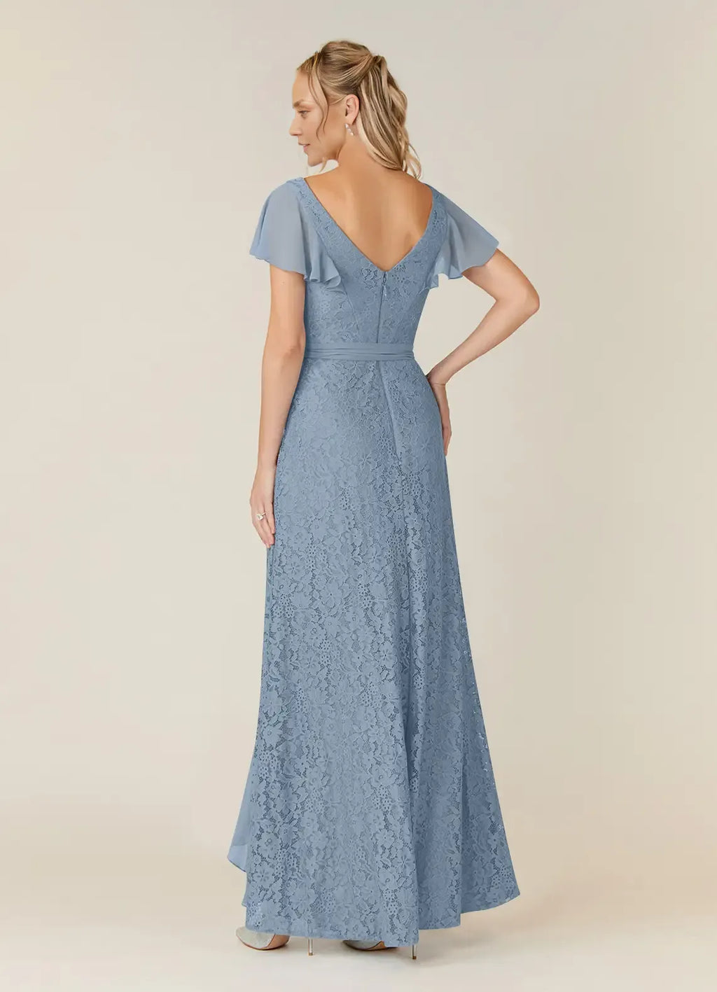Stylish Elegant Dusty Blue Chiffon A-Line Asymmetric Mother of the Bride Dress