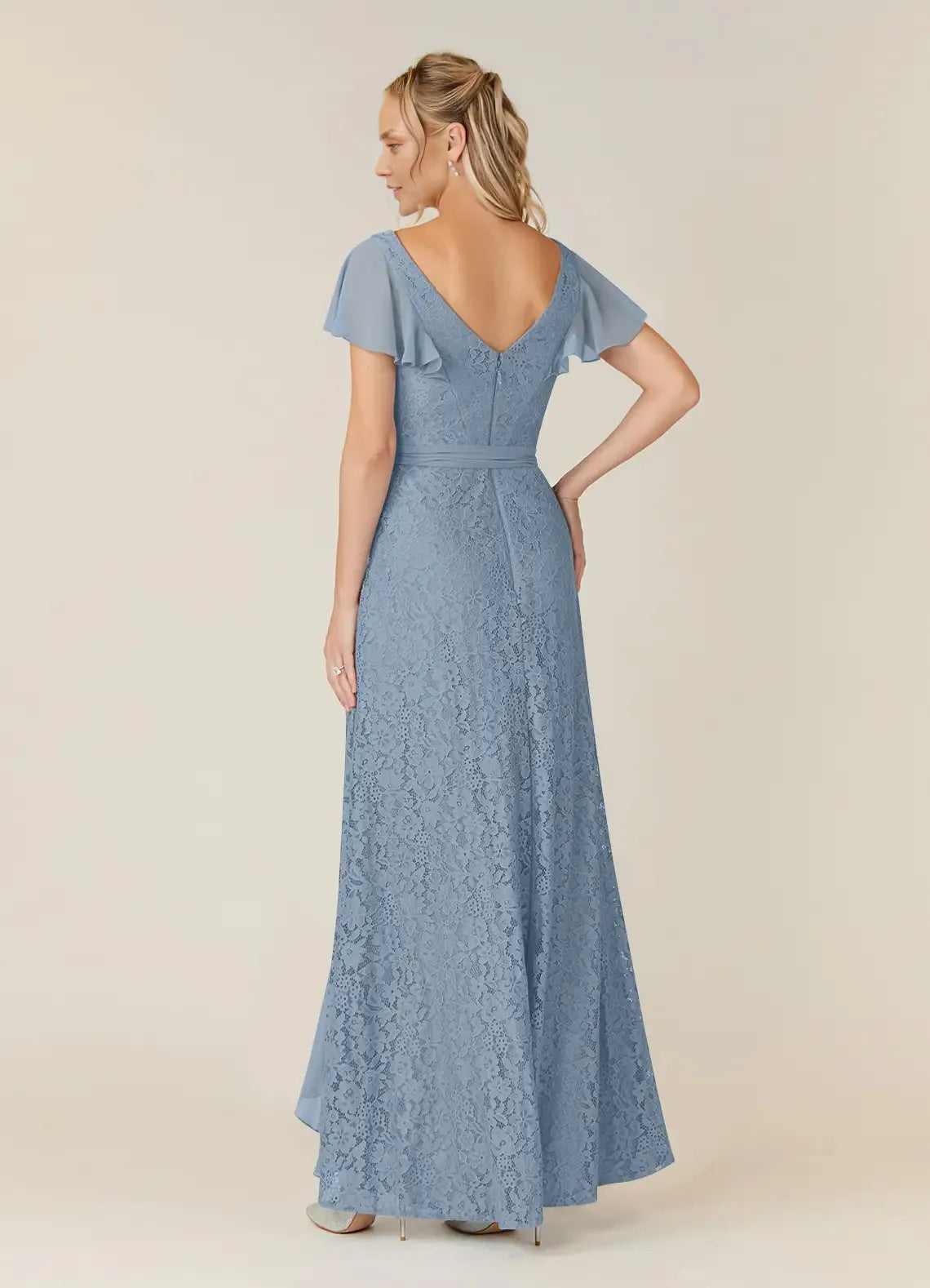 Stylish Elegant Dusty Blue Chiffon A-Line Asymmetric Mother of the Bride Dress