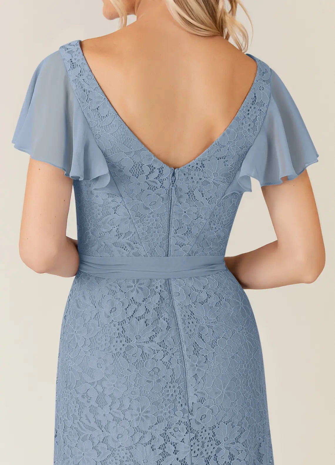 Stylish Elegant Dusty Blue Chiffon A-Line Asymmetric Mother of the Bride Dress