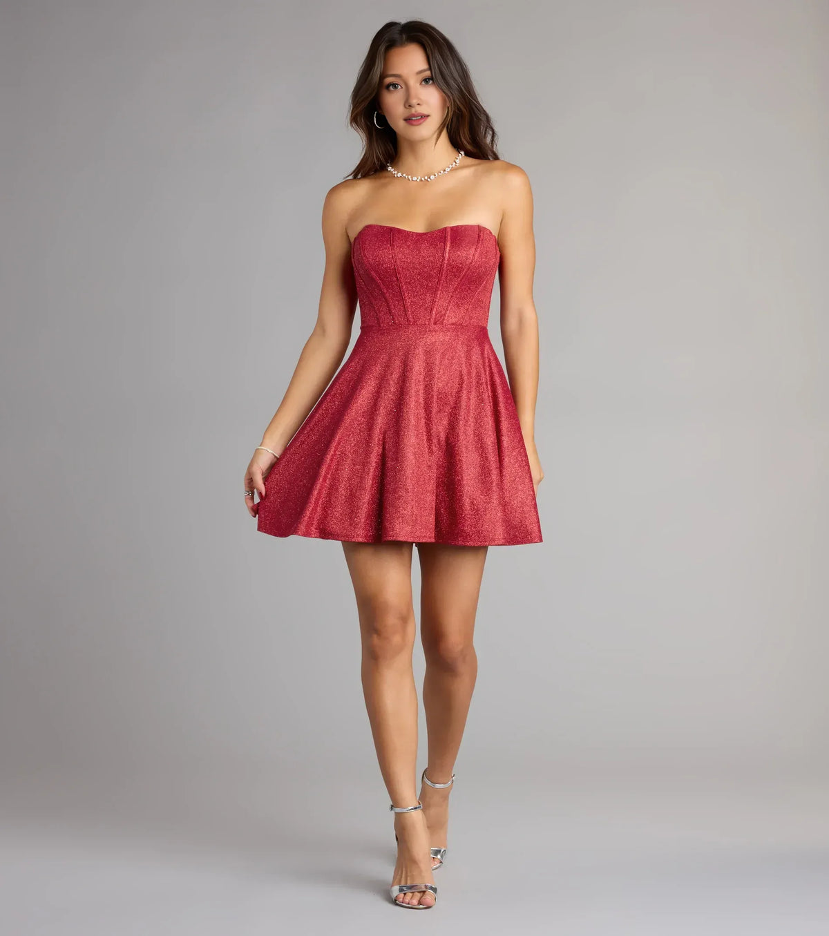 Graceful Stylish Refined Beautiful Elegant Red Glitter A-Line Sleeveless Mini Homecoming Dress