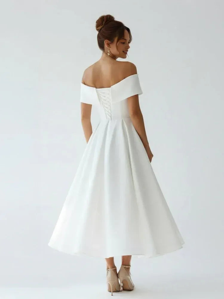 Beautiful Timeless Special Occasion Sophisticated Graceful Elegant White Satin Pleated Wedding Dress
