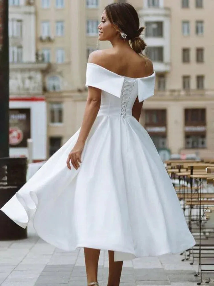 Beautiful Timeless Special Occasion Sophisticated Graceful Elegant White Satin Pleated Wedding Dress