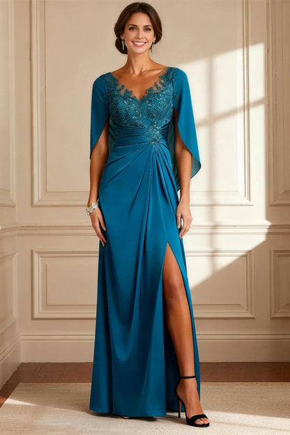 Graceful Stylish Elegant Black Chiffon Bodycon Floor-Length Mother of the Bride Dress