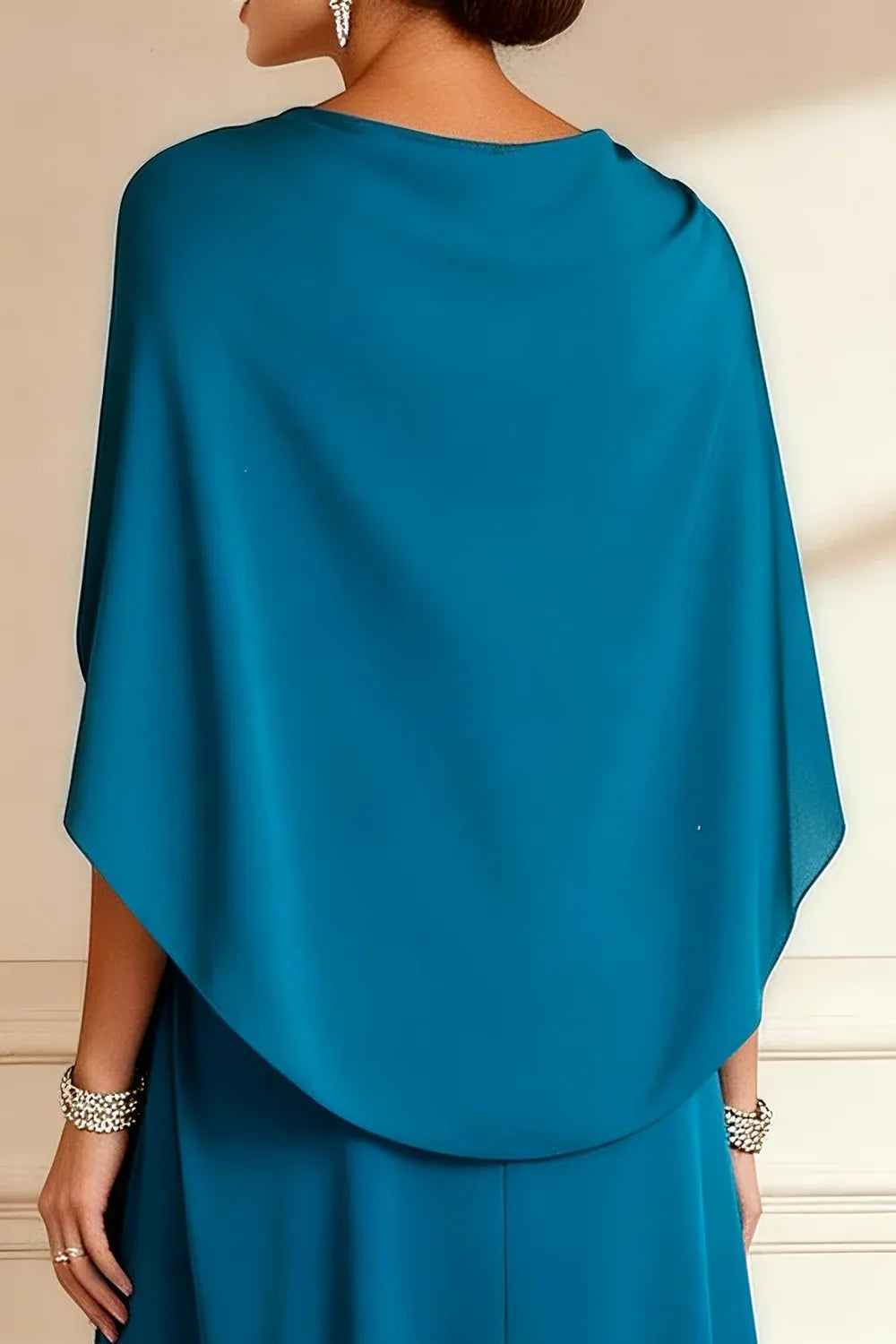 Graceful Stylish Elegant Black Chiffon Bodycon Floor-Length Mother of the Bride Dress