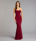Burgundy Mermaid Sweetheart Neck Strapless Cut-Out-Back Floor-Length Prom Dresses