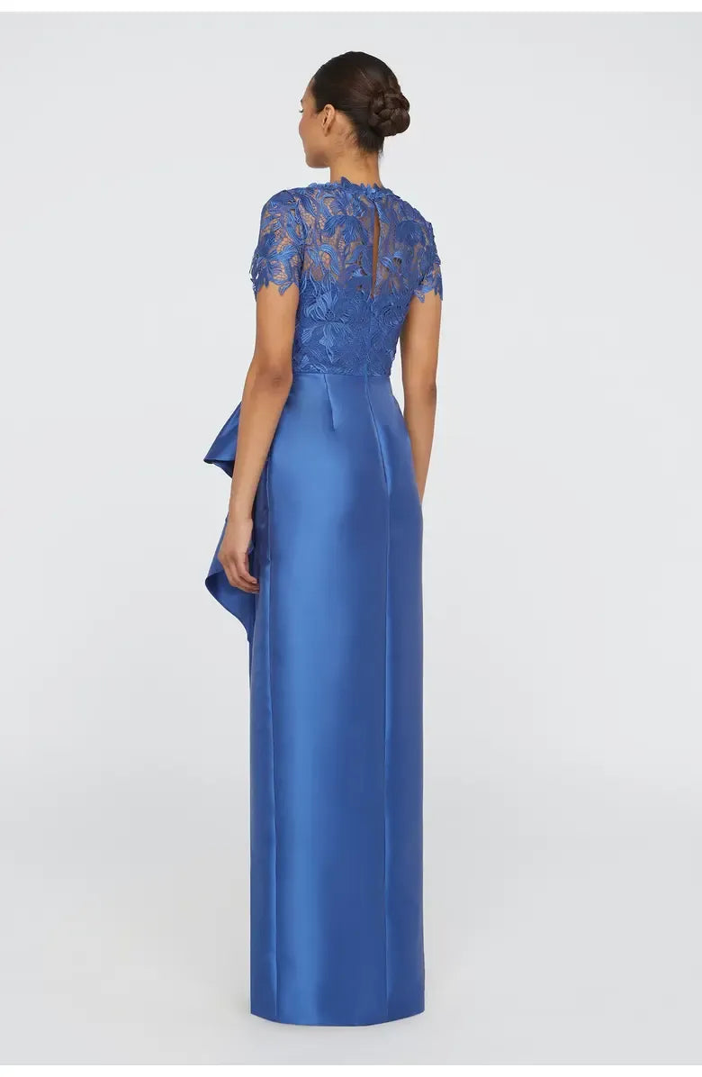 Beautiful Timeless Special Occasion Elegant Blue Satin High Neck Floor-Length Prom Dress