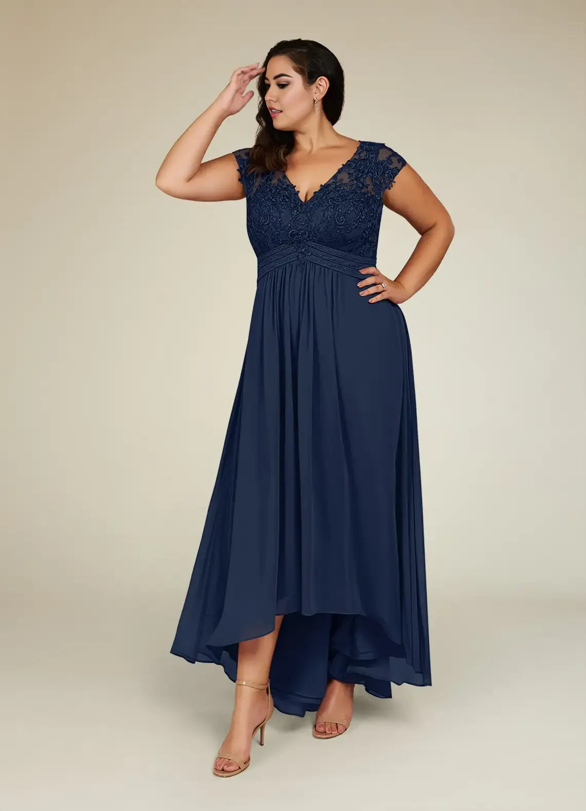 Special Occasion Sophisticated Graceful Elegant Chiffon A-Line Illusion Mother of the Bride Dress