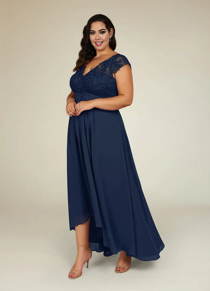 Special Occasion Sophisticated Graceful Elegant Chiffon A-Line Illusion Mother of the Bride Dress