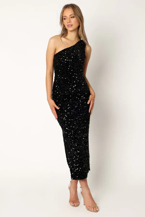Special Occasion Sophisticated Graceful Stylish Refined Beautiful Elegant Gold Sequins Sleeveless Prom Dress