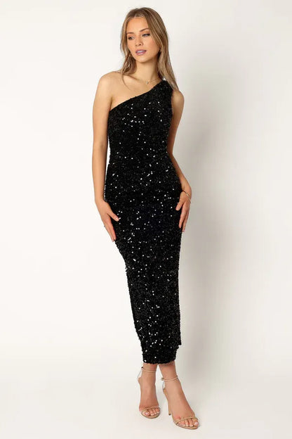 Special Occasion Sophisticated Graceful Stylish Refined Beautiful Elegant Gold Sequins Sleeveless Prom Dress