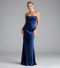 Luxury Mermaid Strapless Sweetheart Ruched Back Long Evening Dress