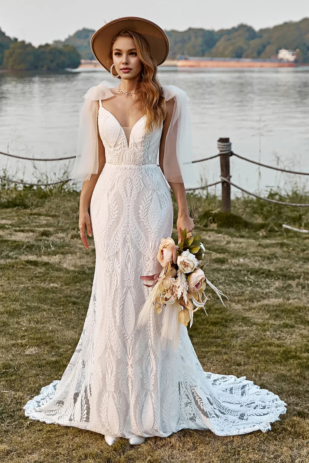 Graceful Stylish Refined Beautiful Timeless Elegant Ivory Tulle Mermaid Sleeveless Wedding Dress