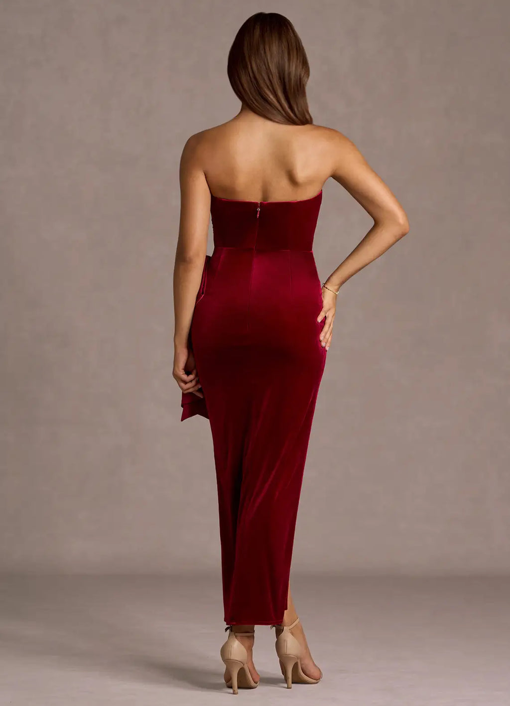 Timeless Special Occasion Elegant Emerald Green Velvet Mermaid Strapless Sleeveless Evening Dress