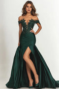 Sophisticated Graceful Stylish Refined Beautiful Timeless Elegant Red Satin Mermaid Prom Dress