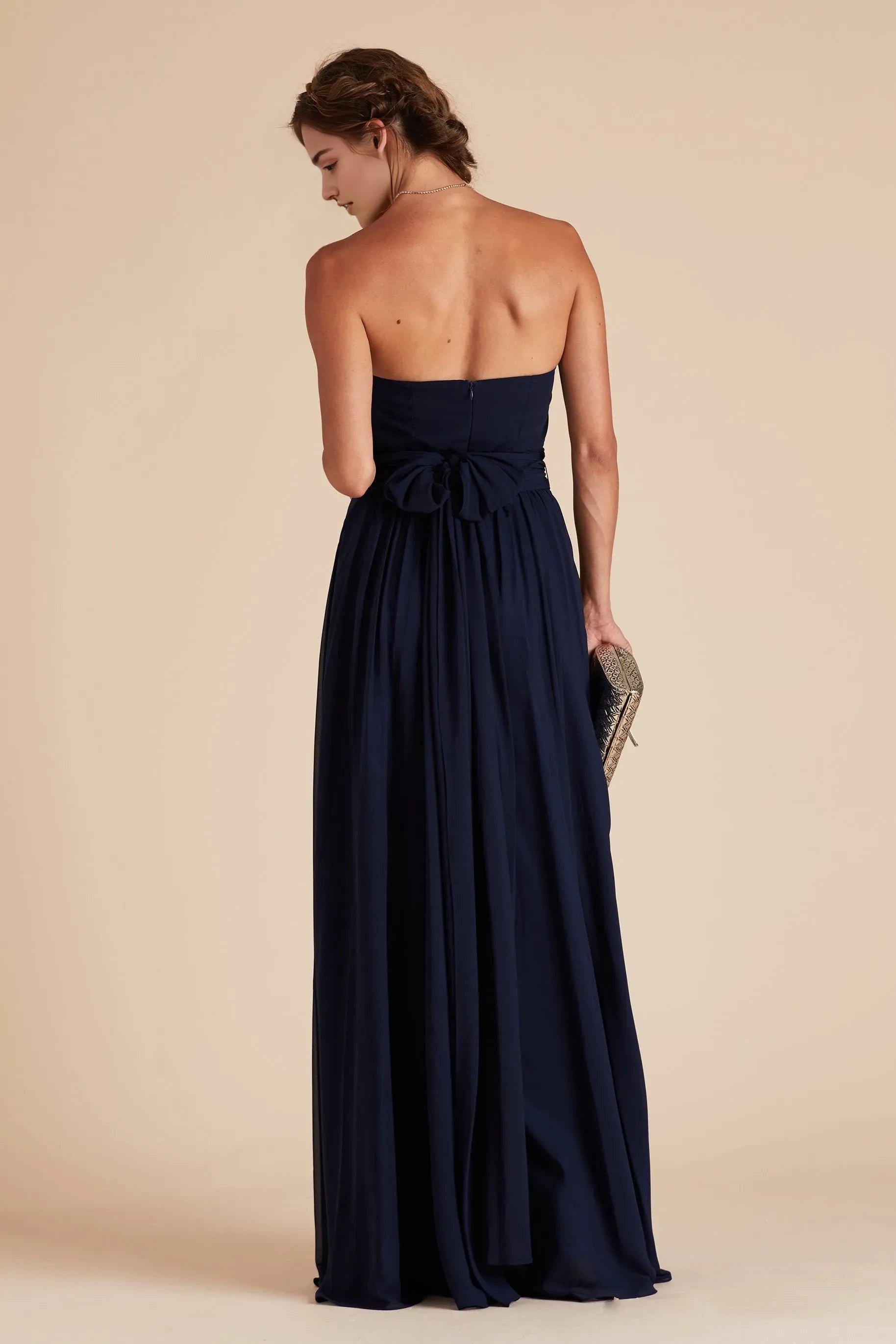 Navy Strapless Prom Dresses with Side Slit Timeless Choice for Formal Balls