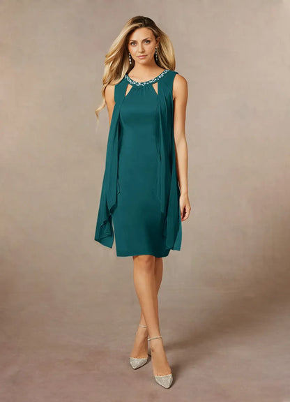 Elegant Sequins A-Line Scoop Neck Sleeveless Knee-Length Mother of the Bride Dress