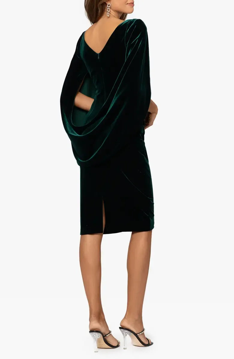 Sophisticated Graceful Stylish Refined Elegant Navy Blue Velvet Sheath Knee-Length Prom Dress