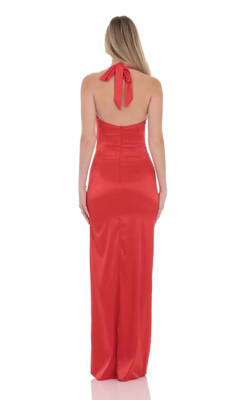Sophisticated Graceful Stylish Refined Beautiful Elegant Sheath Halter Sleeveless Floor-Length Prom Dress