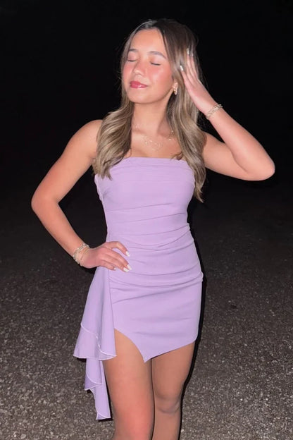 Graceful Stylish Refined Beautiful Timeless Elegant Sheath Strapless Sleeveless Mini Homecoming Dress