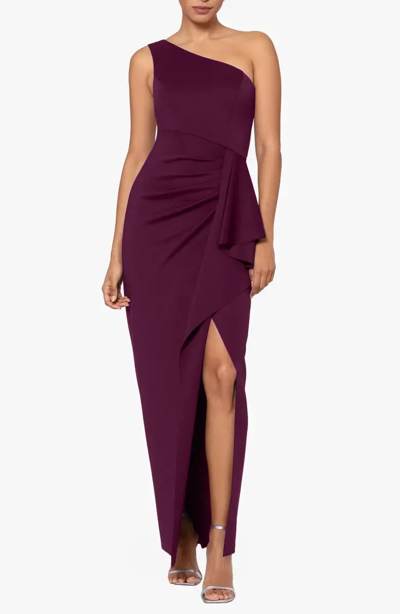 Special Occasion Sophisticated Graceful Elegant Red Sheath One-Shoulder Sleeveless Floor-Length Prom Dress