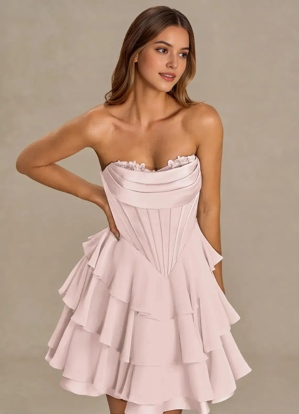 Pink Classy Pink Homecoming Dress with Trim Spaghetti Straps Tie Skirt for an Elegant Homecoming Ensemble