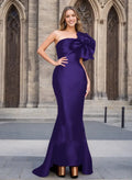 Column One-Shoulder Asymmetrical Mother of the Bride Groom Dresses with Bow