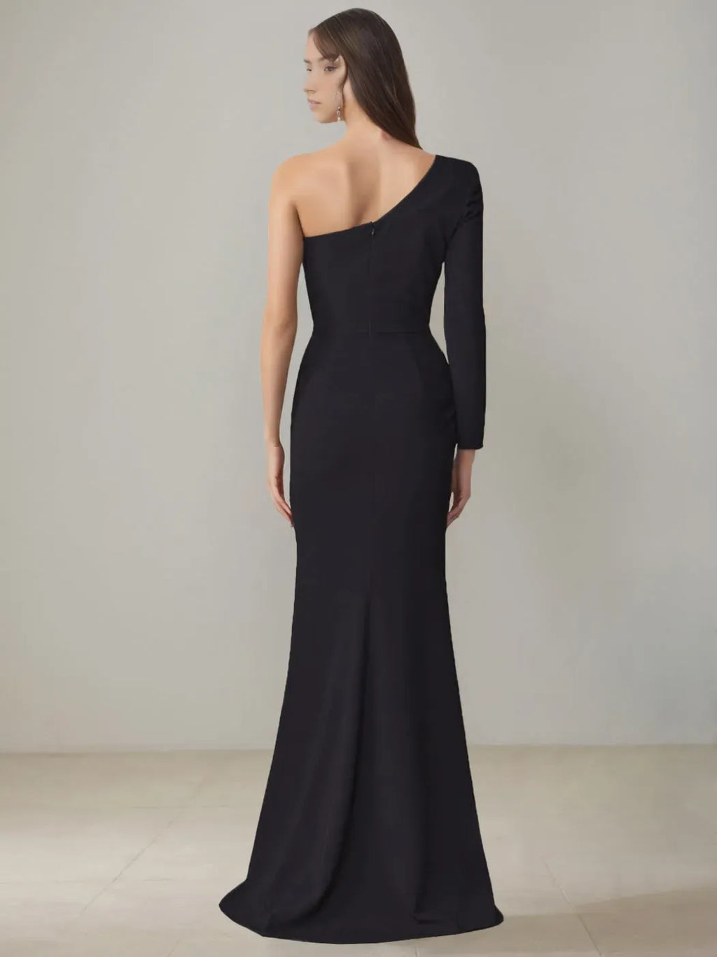 Column One-Shoulder Floor-Length Mother of the Bride Dresses with Split Side Bowknot