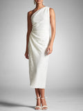 Column One Shoulder Tea-Length Homecoming Dresses