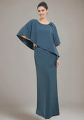 Column Scoop Neck Mother Of The Bride Groom Dresses with Appliques Beadings