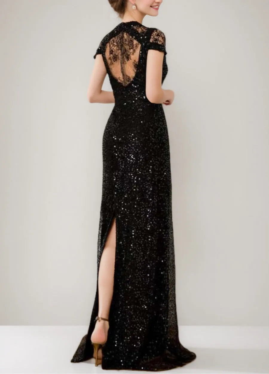 Column Floor-Length Plunge V-Neck Mother Of The Bride Dresses with Slit