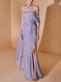 Column Strapless Floor-length Prom Dresses