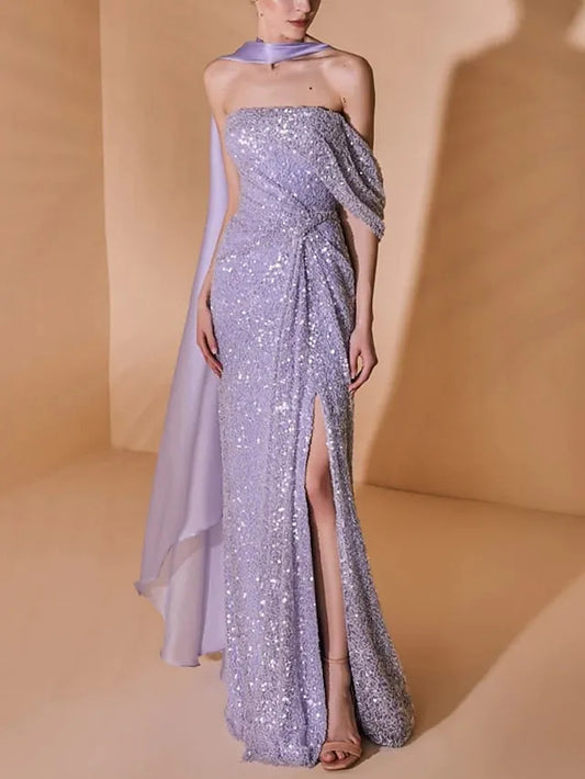 Elegant Red A-Line Strapless Classic-Sleeve Classic-Back Floor-Length Prom Dress
