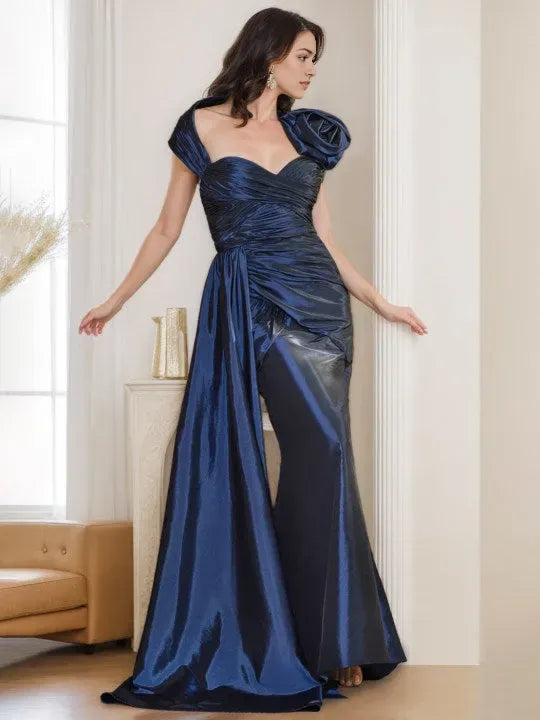 Column Sweetheart Sleeveless Floor-Length Mother of the Bride Long Dresses with Bowknot