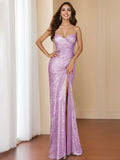 Column V-Neck Sleeveless Floor Length Sexy Prom Dresses