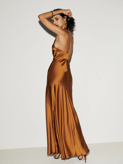 Beautiful Timeless Special Occasion Sophisticated Graceful Stylish Elegant Halter Sleeveless Prom Dress