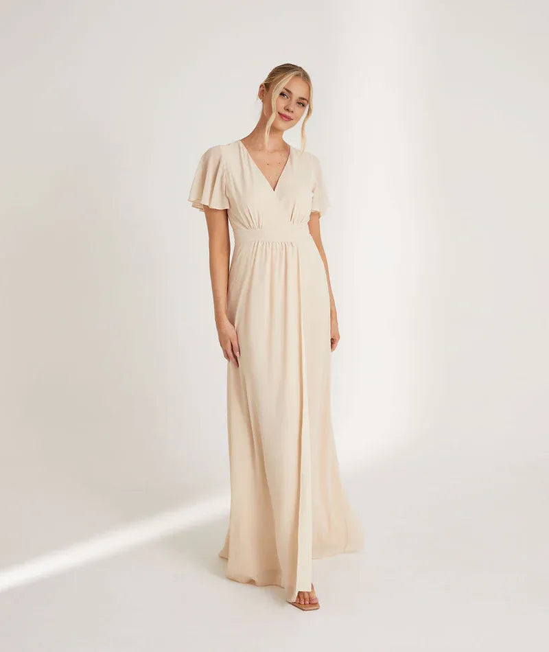Stylish Refined Beautiful Timeless Special Occasion Elegant Blue Chiffon A-Line Bridesmaid Dress