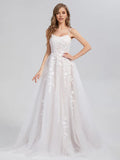 Romantic A-Line Sleeveless Crisscross Back Appliques mermaid Prom Dresses