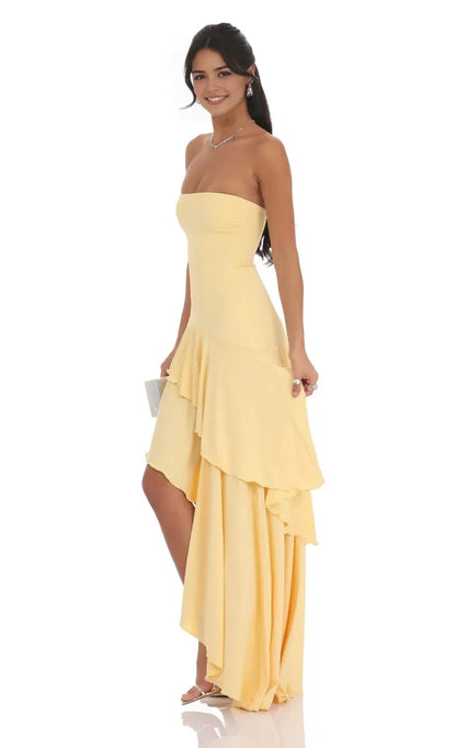 Refined Beautiful Timeless Special Occasion Elegant A-Line Strapless Sleeveless Floor-Length Prom Dress