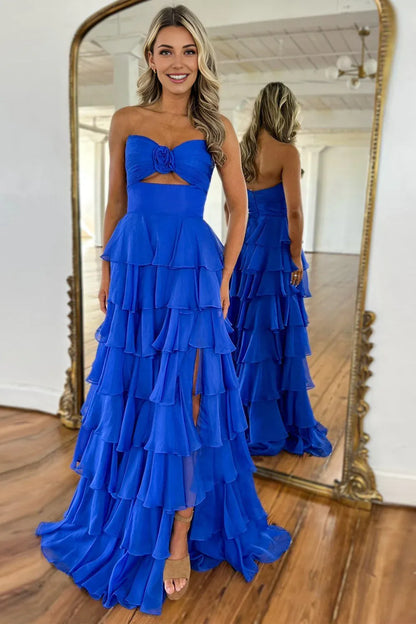 Stylish Refined Beautiful Timeless Elegant Red A-Line Strapless Sleeveless Floor-Length Prom Dress