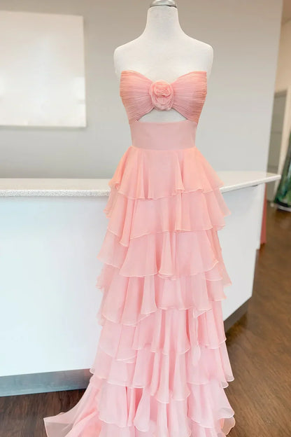 Stylish Refined Beautiful Timeless Elegant Red A-Line Strapless Sleeveless Floor-Length Prom Dress