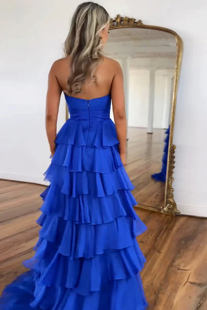 Stylish Refined Beautiful Timeless Elegant Red A-Line Strapless Sleeveless Floor-Length Prom Dress