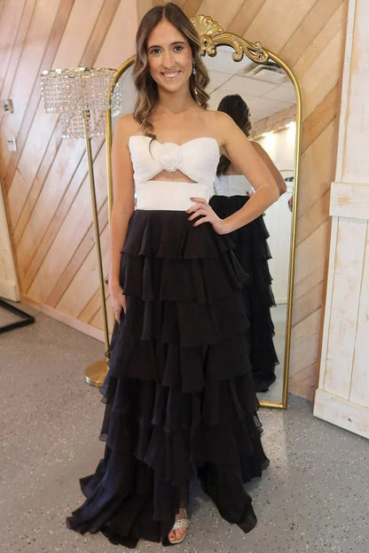 Sophisticated Graceful Stylish Refined Beautiful Elegant A-Line Strapless Sleeveless Floor-Length Prom Dress