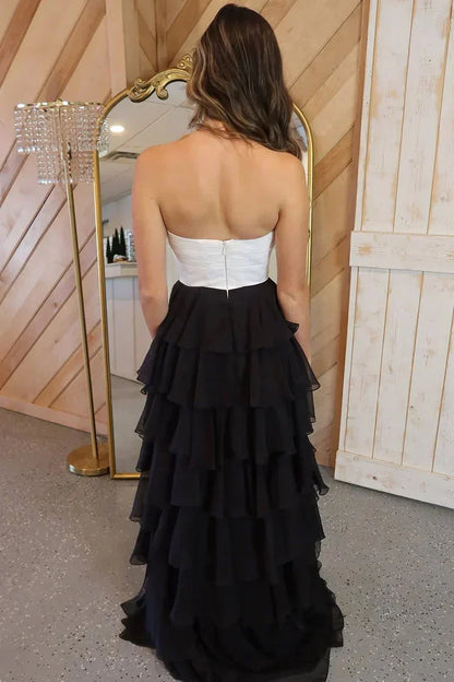 Sophisticated Graceful Stylish Refined Beautiful Elegant A-Line Strapless Sleeveless Floor-Length Prom Dress