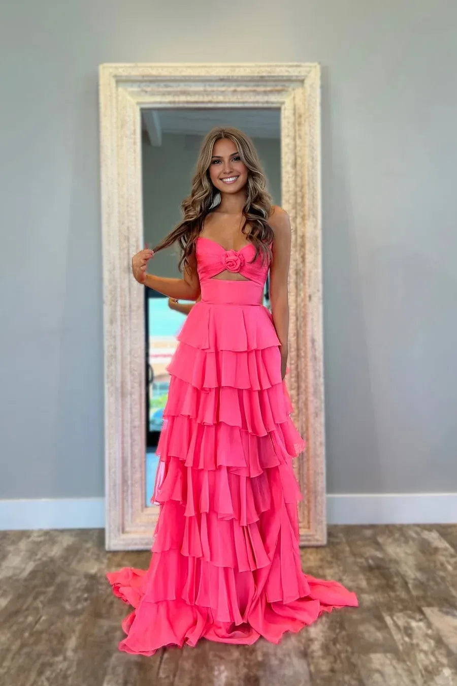Stylish Refined Beautiful Timeless Elegant Red A-Line Strapless Sleeveless Floor-Length Prom Dress